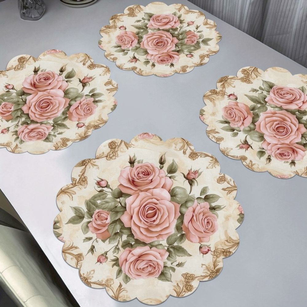 Linen Table Runner - Geprinte linnen placemat met kanten rand,