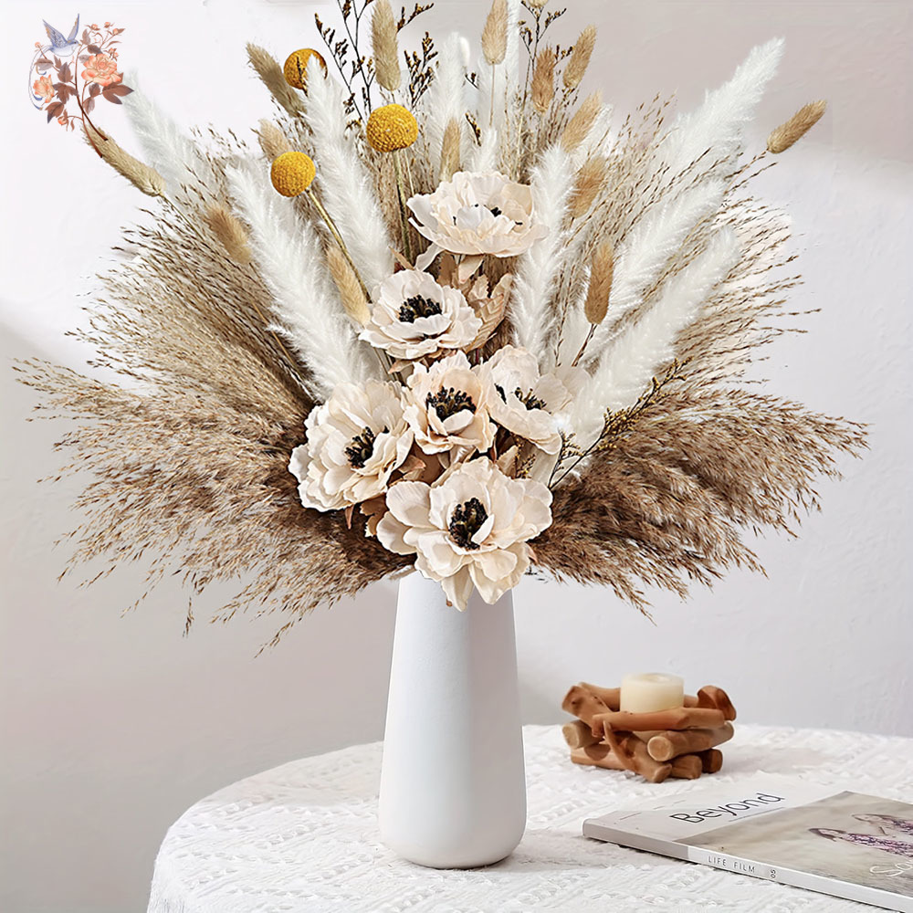 Pampas Grass Decor - 55 stuks kunstbloemboeket pluizig pampasgras mix