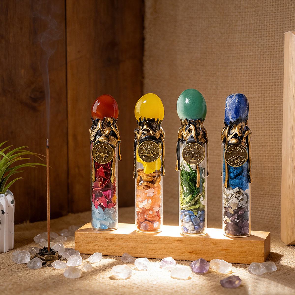 Home Decor Y2K - 1PC Natuurlijke Kristal Zodiac Wensfles, Magische