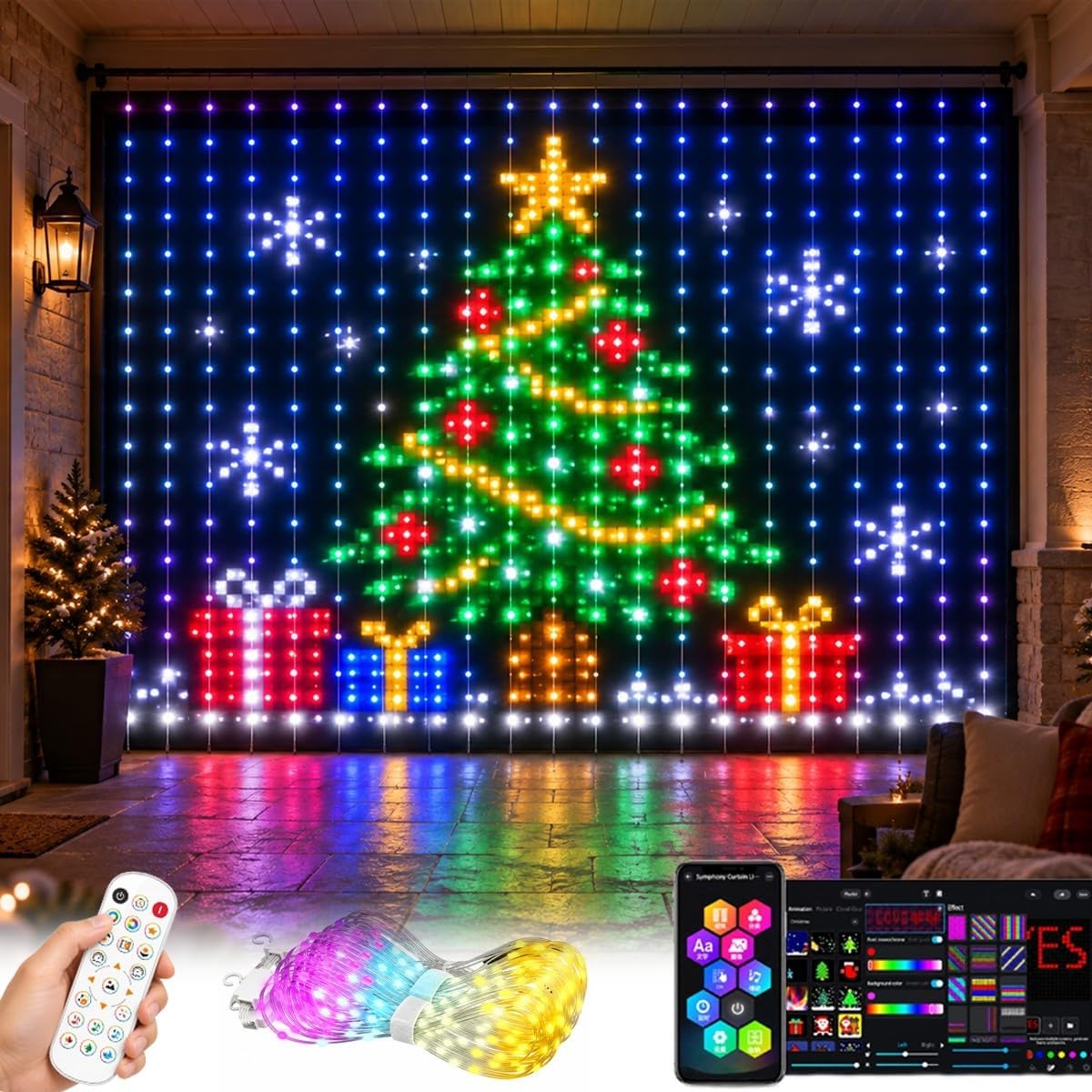 RGB Kerstgordijnverlichting, D - Home Decor Free App recensie en prijs